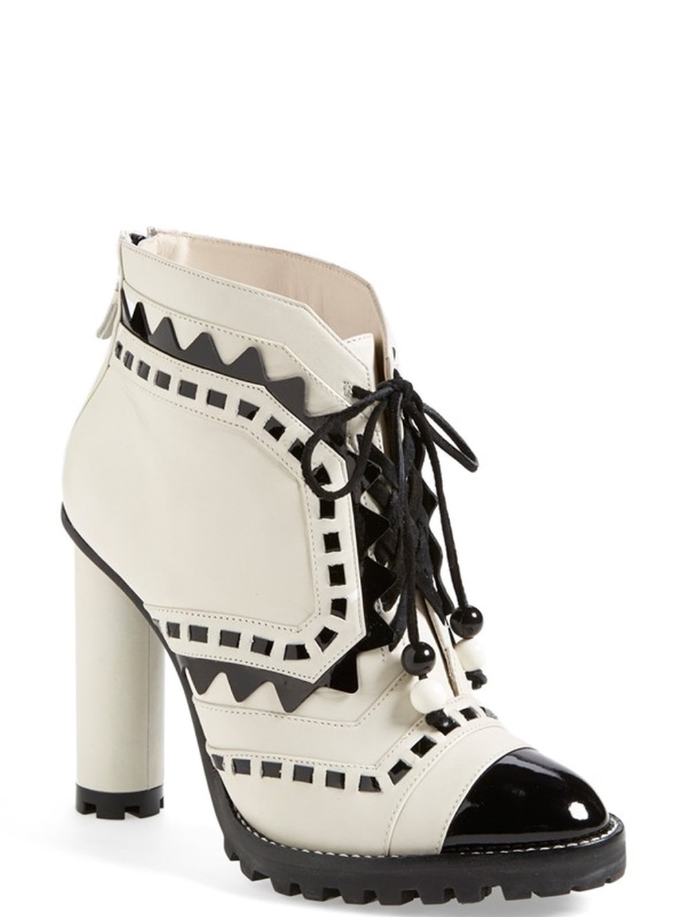 Webster SOPHIA 'Riko' white leather lace up lug sole bootie
